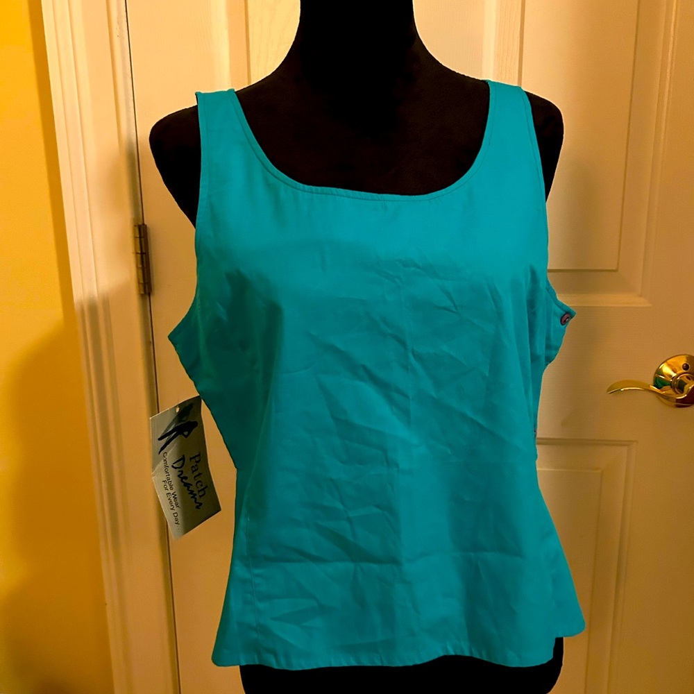 Cute Patch Dreams Teal Sleeveless Shirt. NWT XL!